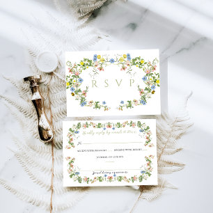 Floral Bow Garden Rustic Elegant Photo Wedding RSVP Card