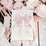 Floral Bow Girls Baptism Elegant Flower Digital Invitation<br><div class="desc">Floral Bow Girls Baptism Elegant Flower Digital Invitation</div>