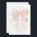 Floral Bow Girls Baptism Elegant Flower Digital Invitation<br><div class="desc">Floral Bow Girls Baptism Elegant Flower Digital Invitation</div>
