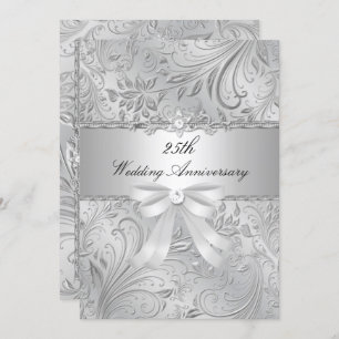 Floral & Bow Invitation du 25e anniversaire du Mar
