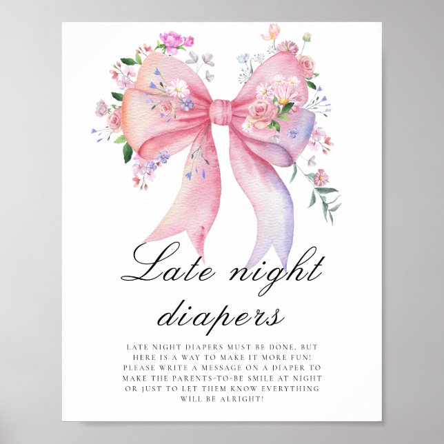 Floral Bow - Late night diapers game Poster (Front)