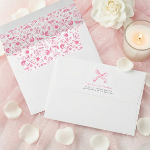Floral Bow Pink Cute Whimsical Modern Hand Drawn Envelope