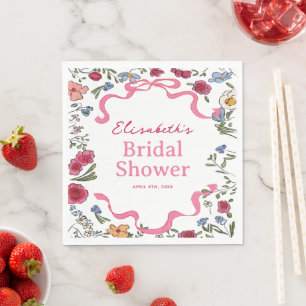 Floral Bow She's Tying the Knot Bridal Shower Napkin
