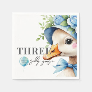 Floral Bow Silly Goose Boy Birthday Napkin