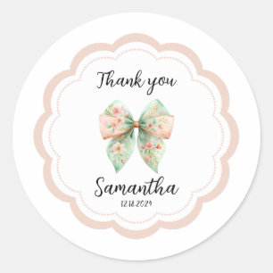 Floral Bow Thank You Sticker