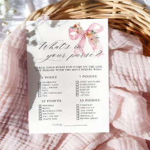 Floral Bow Whats in Your Purse Baby Shower Game