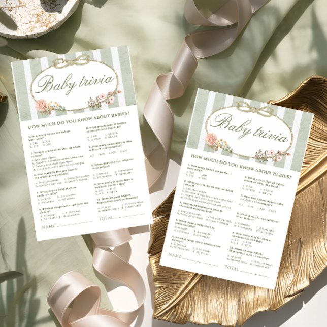 Floral Bow Whats in Your Purse Baby Shower Game (Creator Uploaded)