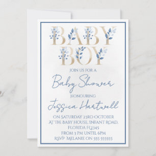 Floral Boy Baby Shower Invitation