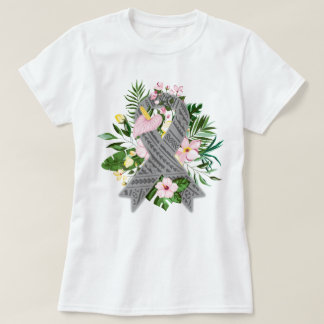 Floral Brain Cancer Awareness Grey Ribbon Gift T-Shirt