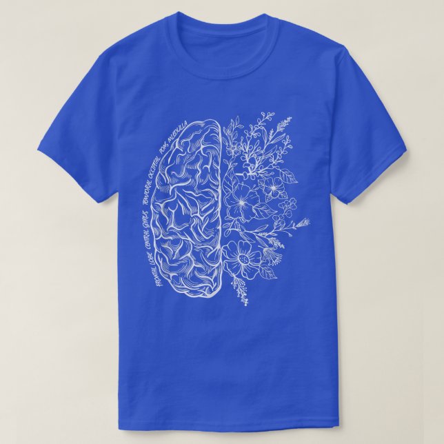 Floral Brain Map Science And Art Neuroscience Neur T-Shirt (Design Front)
