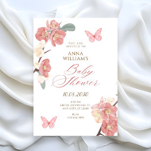 Floral branch baby shower invitation