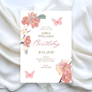 Floral branch birthday invitation
