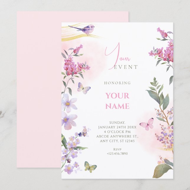 Floral branch  invitation (Front/Back)
