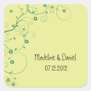 Floral Branch- Save the date labels(yellow) Square Sticker