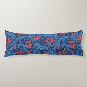 "Floral branch" wool painting, soft red flowers Body Pillow