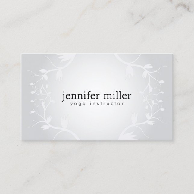 FLORAL BRANCHES on GRAY BACKGROUND Business Card (Front)