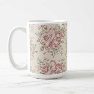 Floral breast cancer ribbon Mug