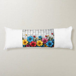 Floral Brick Wall Sherpa Throw Body Pillow