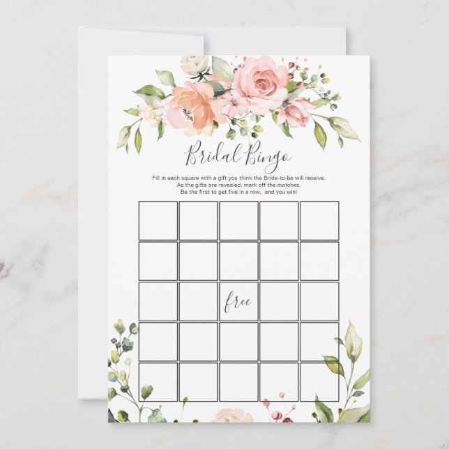 Floral Bridal Bingo/He Said, She Said Games Invitation (Front)