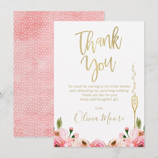 Floral Bridal Brunch Bridal Shower Thank You Card (Front/Back)