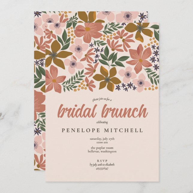 Floral Bridal Brunch Shower  Invitation (Front/Back)