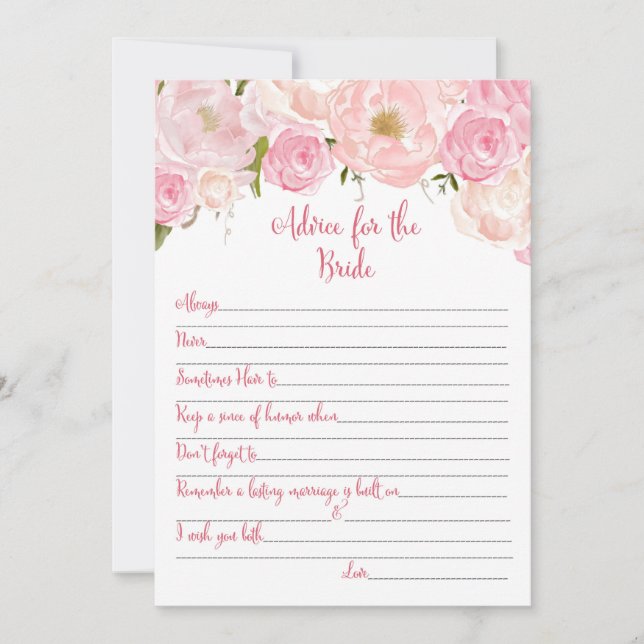 Floral Bridal Shower Advice Cards (Front)