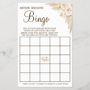 Floral Bridal Shower Bingo game card