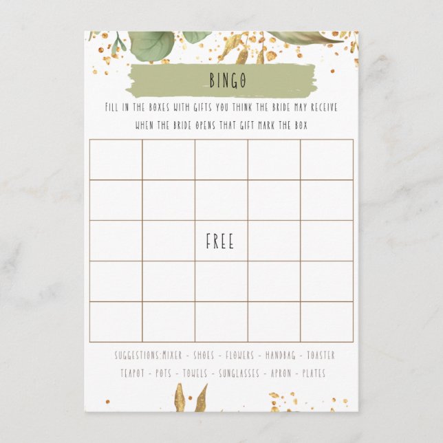Floral Bridal Shower Bingo Game  Enclosure Card (Front)