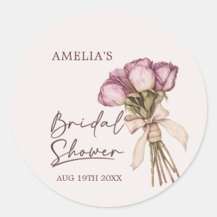 Floral Bridal Shower  Classic Round Sticker
