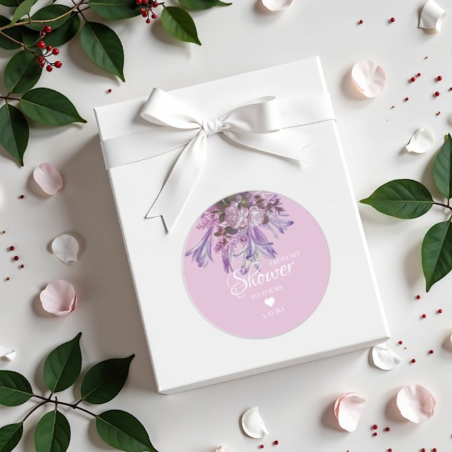 Floral Bridal Shower  Classic Round Sticker (Creator Uploaded)