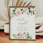 Floral Bridal Shower Date Night Ideas Sign<br><div class="desc">Bridal Shower Date Night Ideas | Date Night Ideas Sign</div>