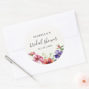 Floral Bridal Shower Favour Classic Round Sticker