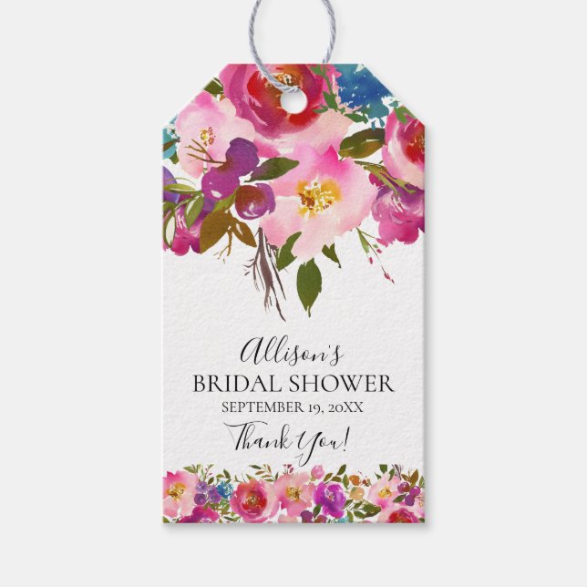 Floral Bridal Shower Favour Gift Tag (Front)