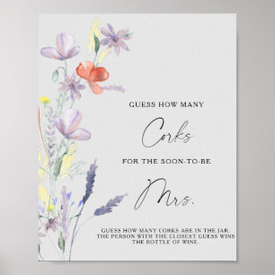 Floral Bridal Shower Guess How Many Corks Poster