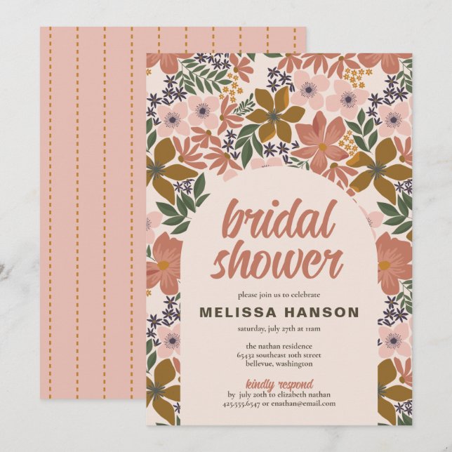 Floral Bridal Shower Invitation (Front/Back)