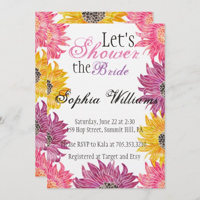 Floral Bridal Shower Invitation (Front/Back)