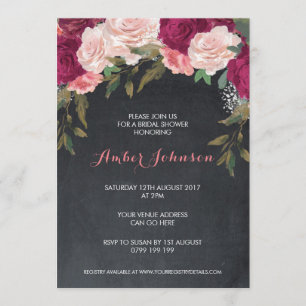 Floral bridal shower invitation chalkboard