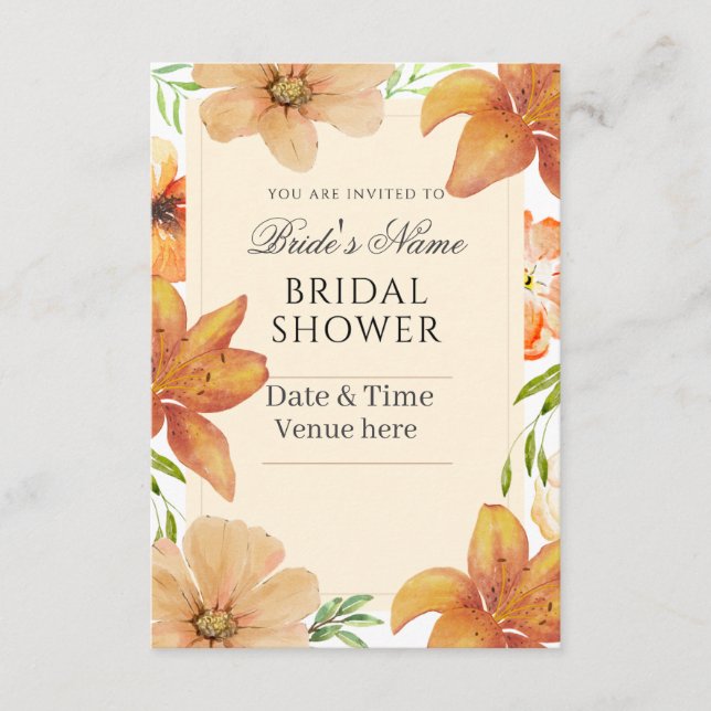 Floral Bridal Shower Invitation Fully Customizable (Front)