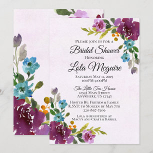 Floral Bridal Shower Invitation - Jewel Tones