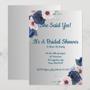 Floral bridal shower invitation,modern,boho. invitation