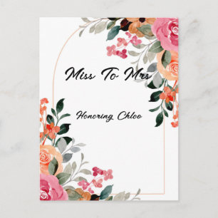 FLORAL BRIDAL SHOWER INVITATION POSTCARD