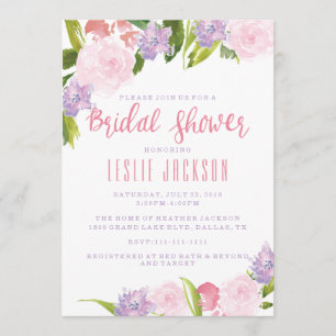 Floral Bridal Shower Invitation Watercolor Flowers