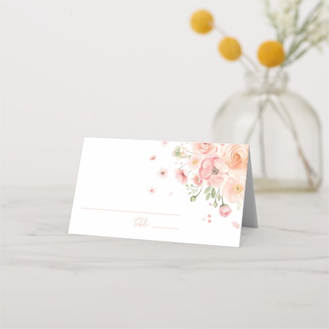 Floral Bridal Shower Love In Bloom Bright  Place Card (Front)
