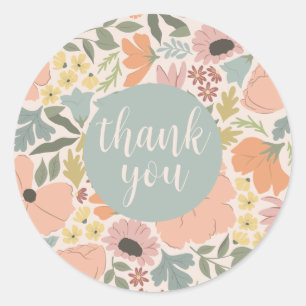 Floral Bridal Shower or Wedding  Classic Round Sticker