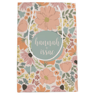 Floral Bridal Shower or Wedding  Medium Gift Bag