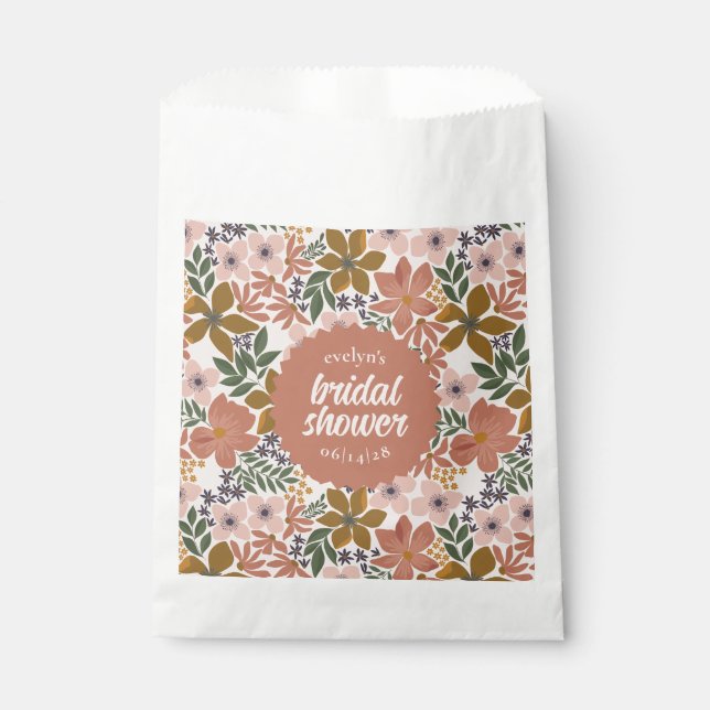Floral Bridal Shower or Wedding Personalized Favour Bag (Front)