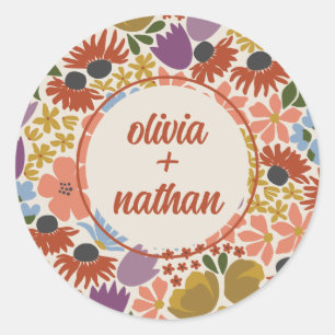 Floral Bridal Shower Personalized Classic Round Sticker