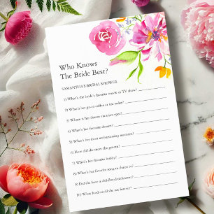 Floral Bridal Shower Questions Game Flyer