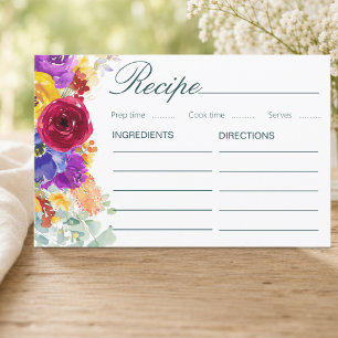 Floral Bridal Shower Recipe Enclosure Card