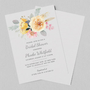 Floral Bridal Shower Script Watercolor Botanical Card
